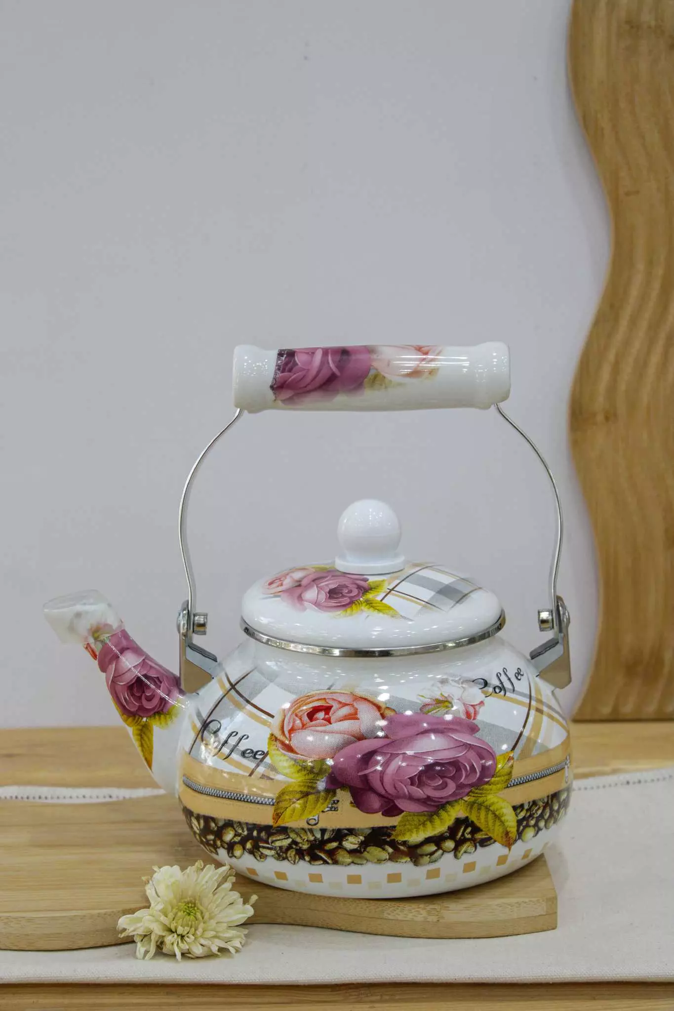 کتری لعابی گل رز
